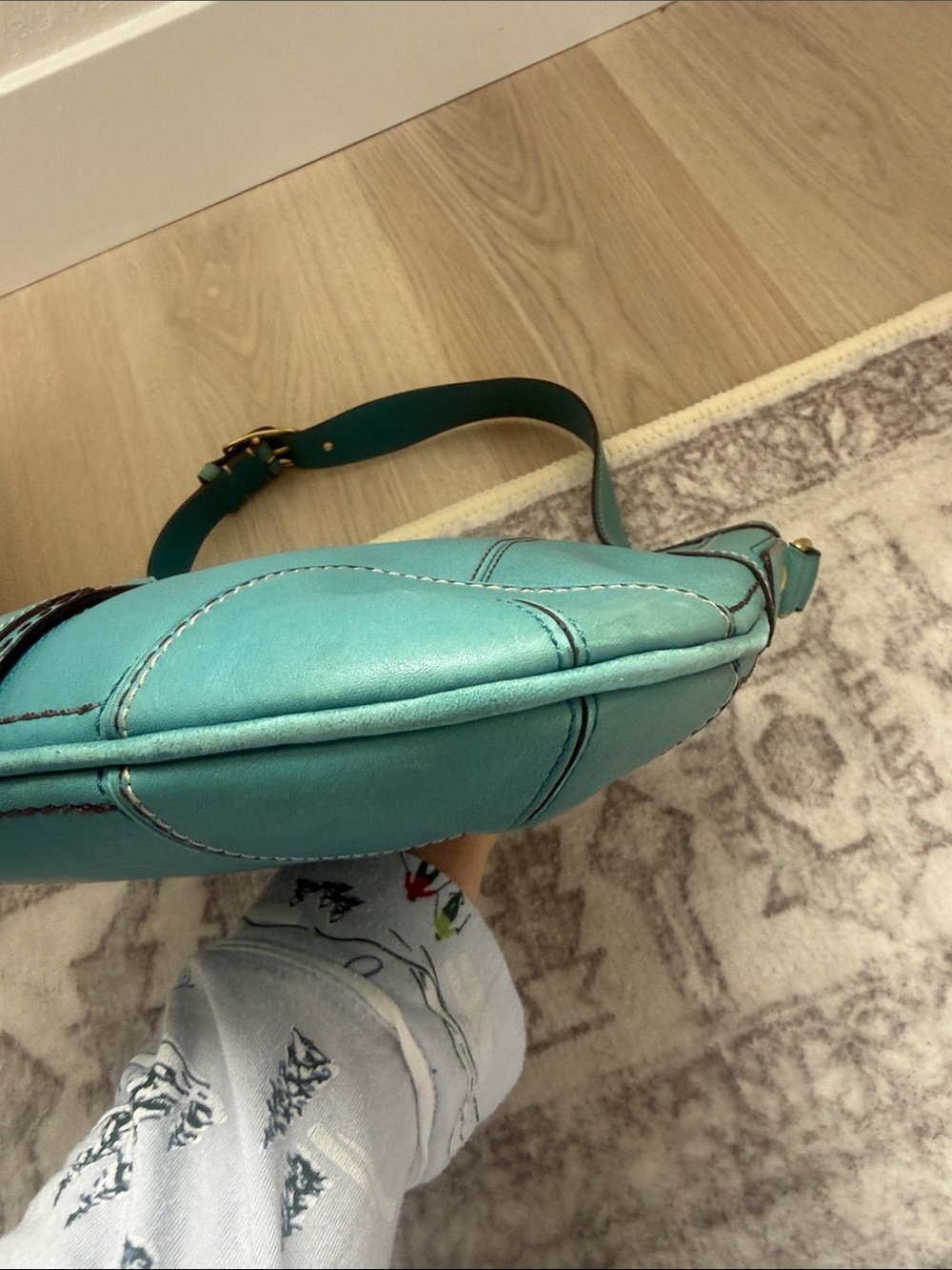 Coach Hamptons 11043 Teal Leather Hobo with Gold-Tone Hardware - Picture 5 of 7